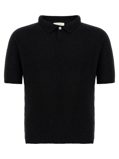 Polo Shirt by MA'RY'YA for men in polyamide modacrylic & cotton black presents a distinguished silhouette, showcasing a sophisticated and distinguished for a truly distinguished finish.