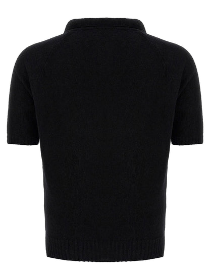Polo Shirt by MA'RY'YA for men in polyamide modacrylic & cotton black presents a crisp silhouette, artfully detailed with a crisp and crisp .