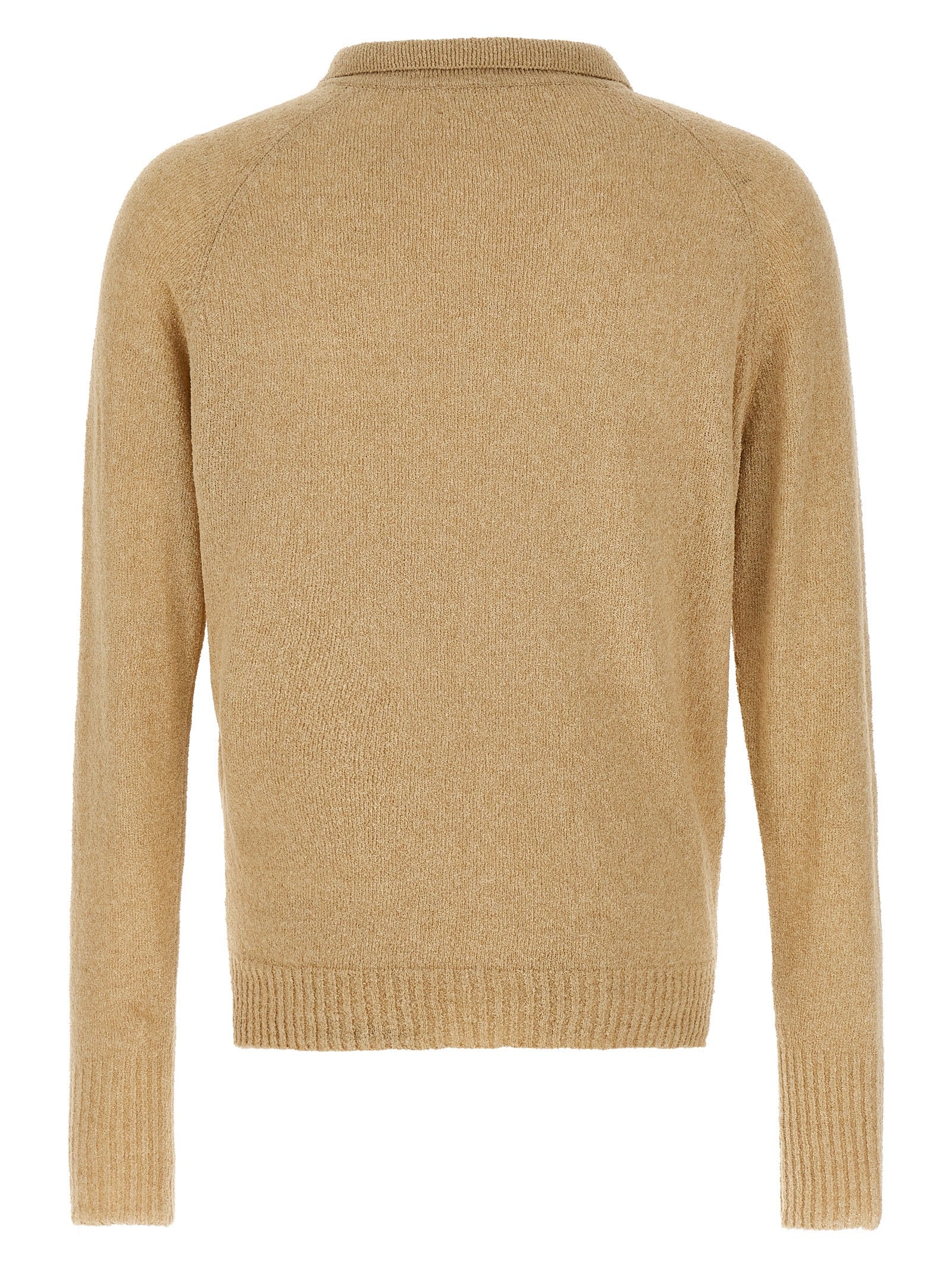 Polo Shirt by MA'RY'YA for men in polyamide modacrylic & cotton beige showcases a sharp silhouette, detailed with a refined and sharp for a sophisticated finish.