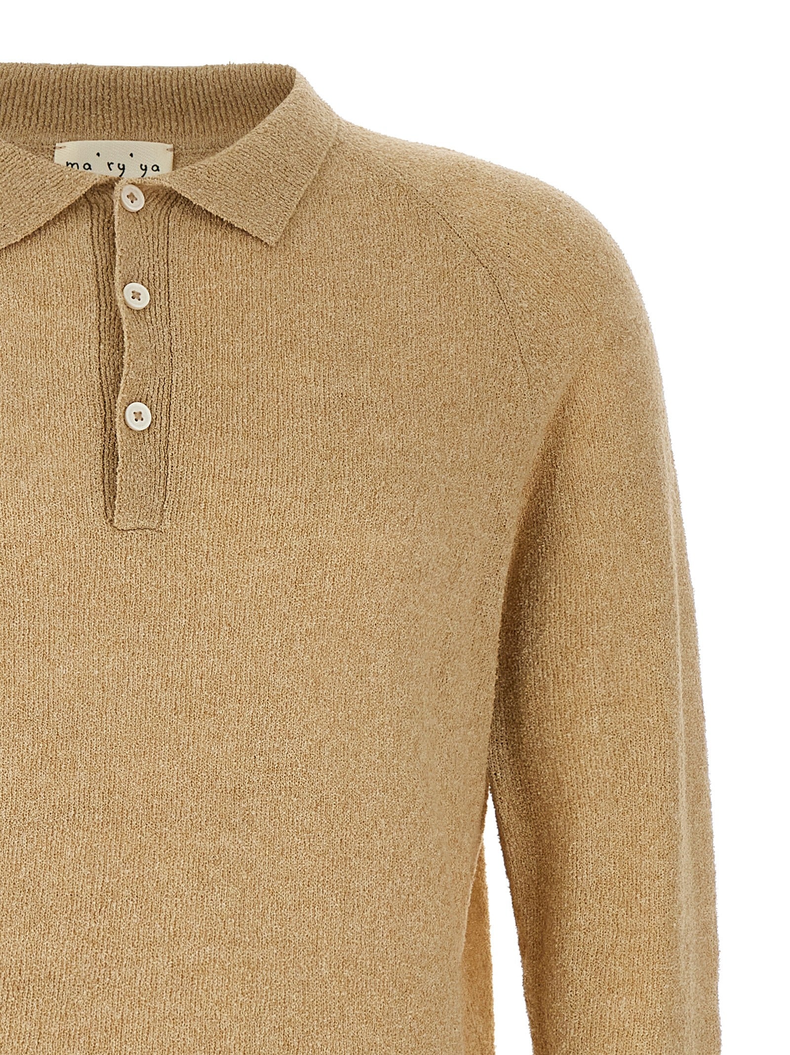 Polo Shirt by MA'RY'YA for men in polyamide modacrylic & cotton beige presents a sleek silhouette, featuring a refined and for a sleek finish.