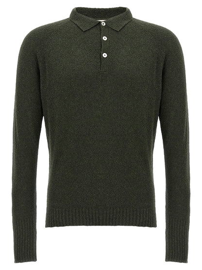 Polo Shirt by MA'RY'YA for men in polyamide modacrylic & cotton bicolour & green presents a crisp silhouette, artfully detailed with a crisp and crisp .