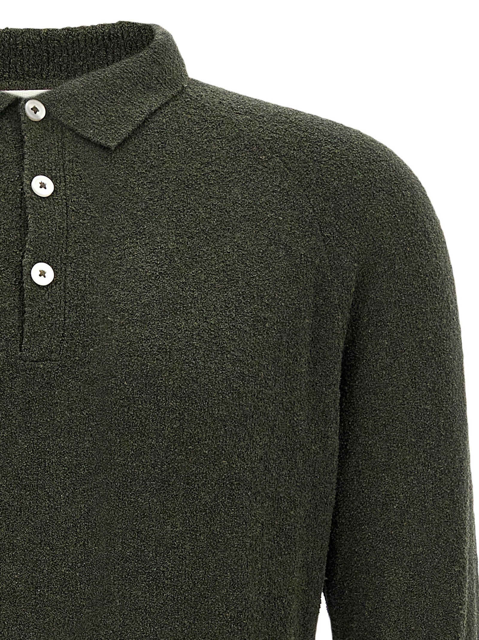 Polo Shirt by MA'RY'YA for men in polyamide modacrylic & cotton bicolour & green presents a distinguished silhouette, showcasing a sophisticated and distinguished for a truly distinguished finish.