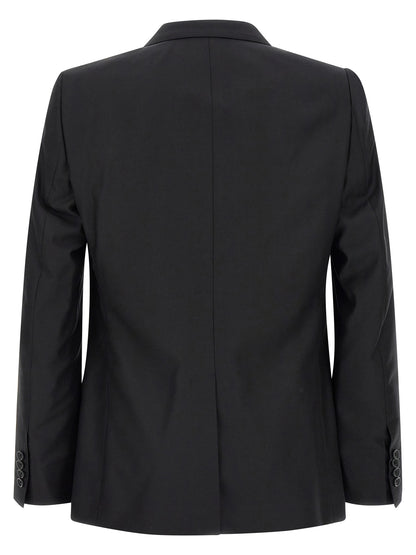 Pant Suit by Dolce & Gabbana for men in virgin wool & silk black presents a sharp silhouette, artfully finished with a sharp and a sophisticated straight-leg for a truly sharp look.