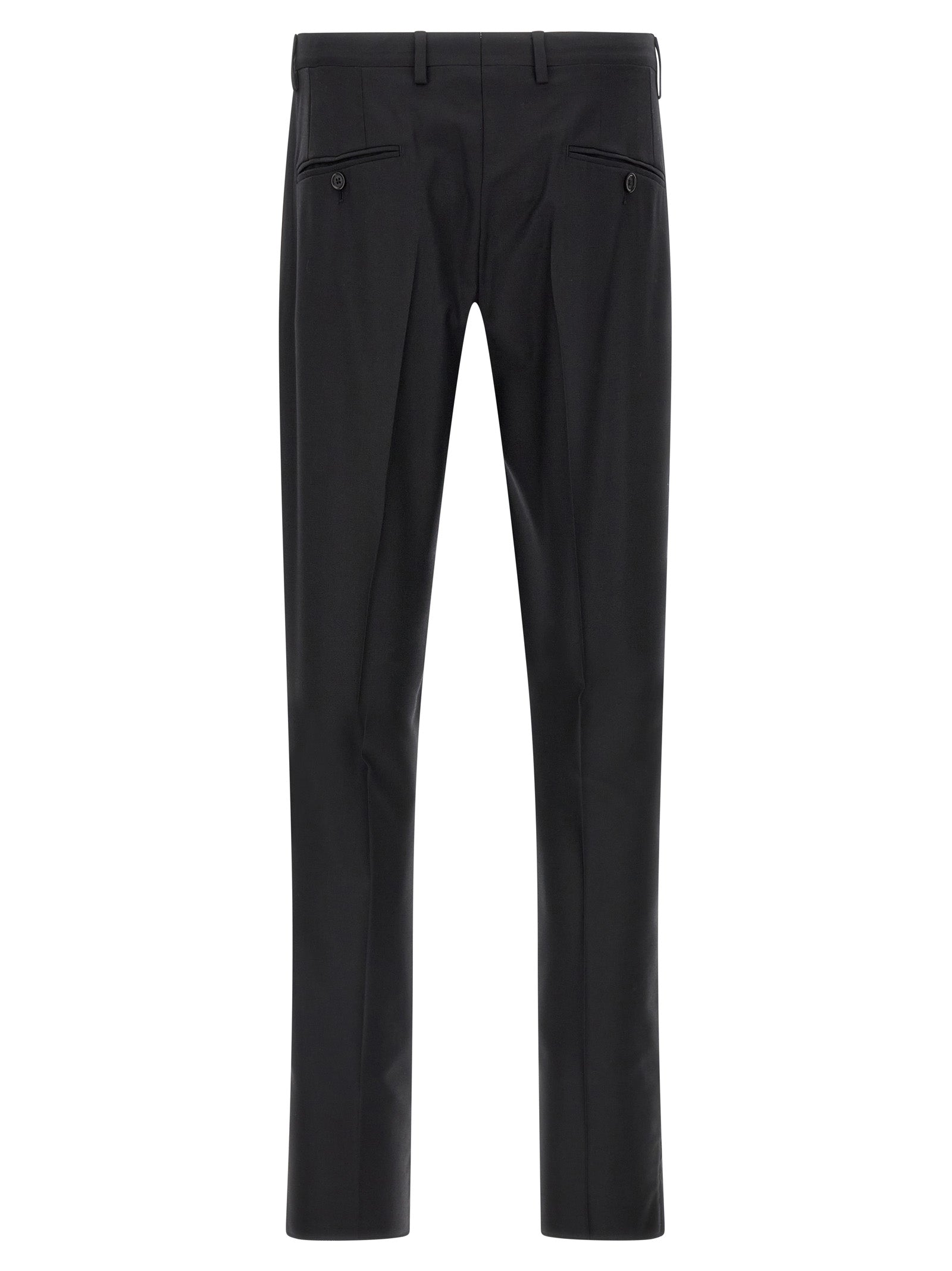 This Pant Suit by Dolce & Gabbana for men in virgin wool & silk black presents a discerning silhouette, featuring a sophisticated and a discerning straight-leg for a refined and polished look.