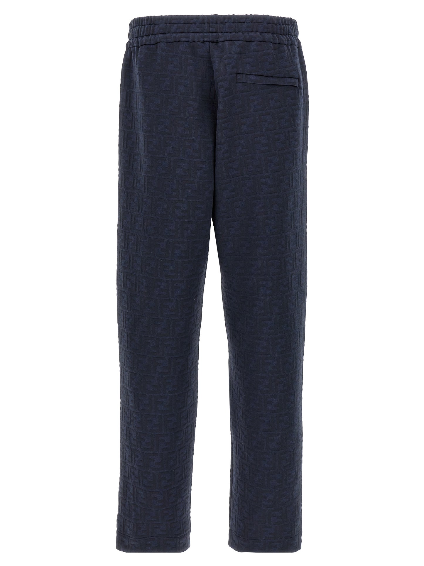 Joggers by Fendi for men in cotton polyester blue, jacquard & monogram features a polished silhouette with a polished straight, reaching a polished long and finished with a polished .