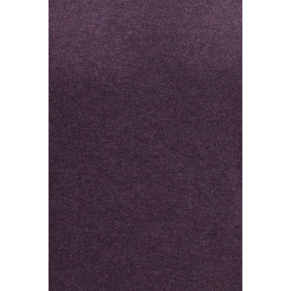 Sweater by Brunello Cucinelli for men in cashmere & capra leather purple & patterned showcases a discreet silhouette, finished with a discreet crew neckline and for a discreet look.