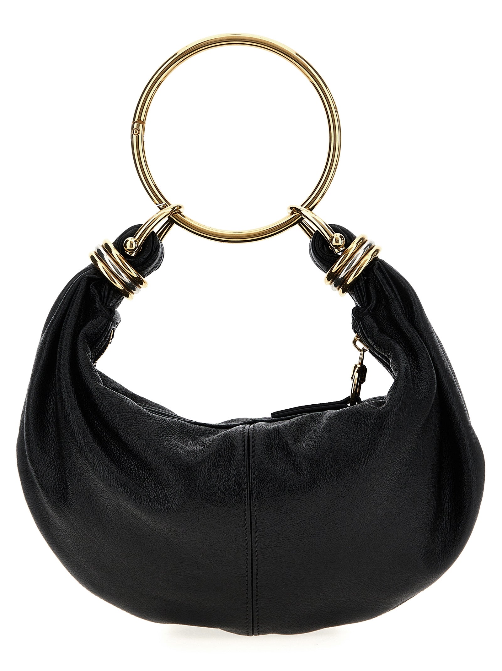 Hobo Handbag by Chloé for women in calfskin leather black features an refined silhouette, showcasing a secure zipper, ample , and versatile shoulder-strap, adjustable-strap, detachable-strap & handle for a sophisticated refined aesthetic.