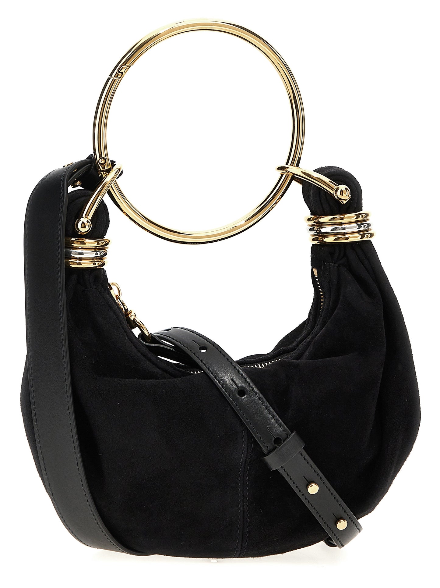Mini Hobo Handbag by Chloé for women in plush viscose goat leather & fur black features a exquisite silhouette, showcasing a secure zipper and exquisite with versatile shoulder-strap, adjustable-strap & handle for a exquisite finish.