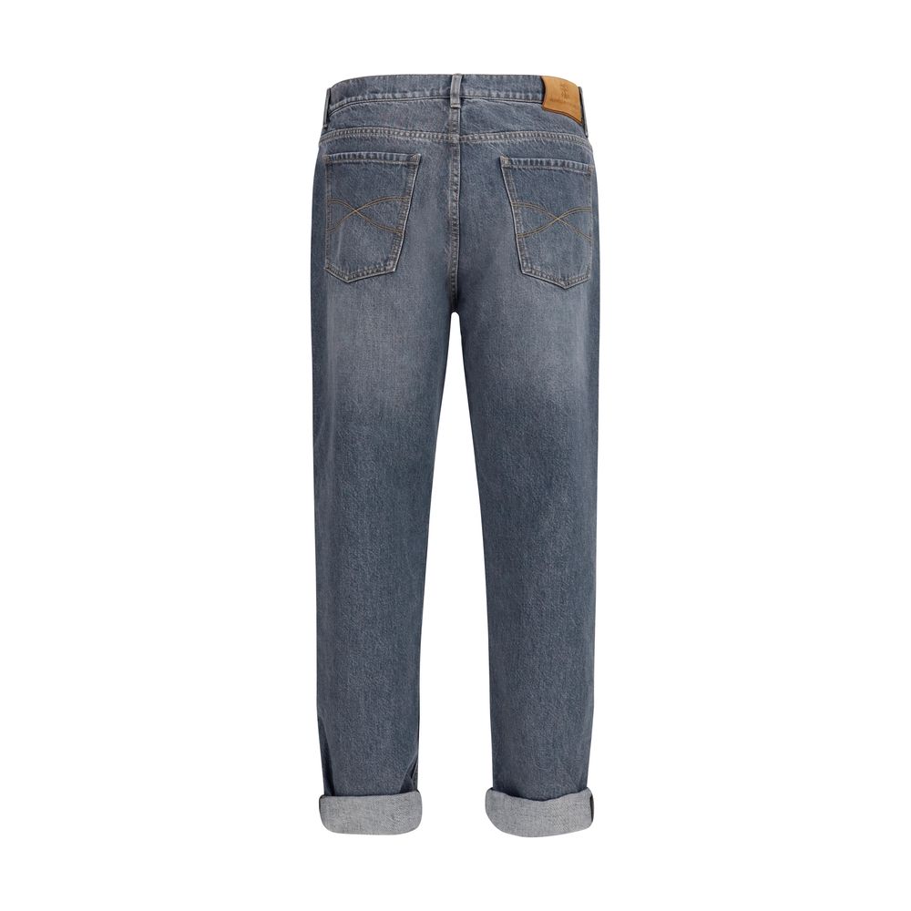 Jeans by Brunello Cucinelli for men in denim cotton gray features an sophisticated mid rise and straight-leg & slim with a precise long, creating a sophisticated and sophisticated silhouette.