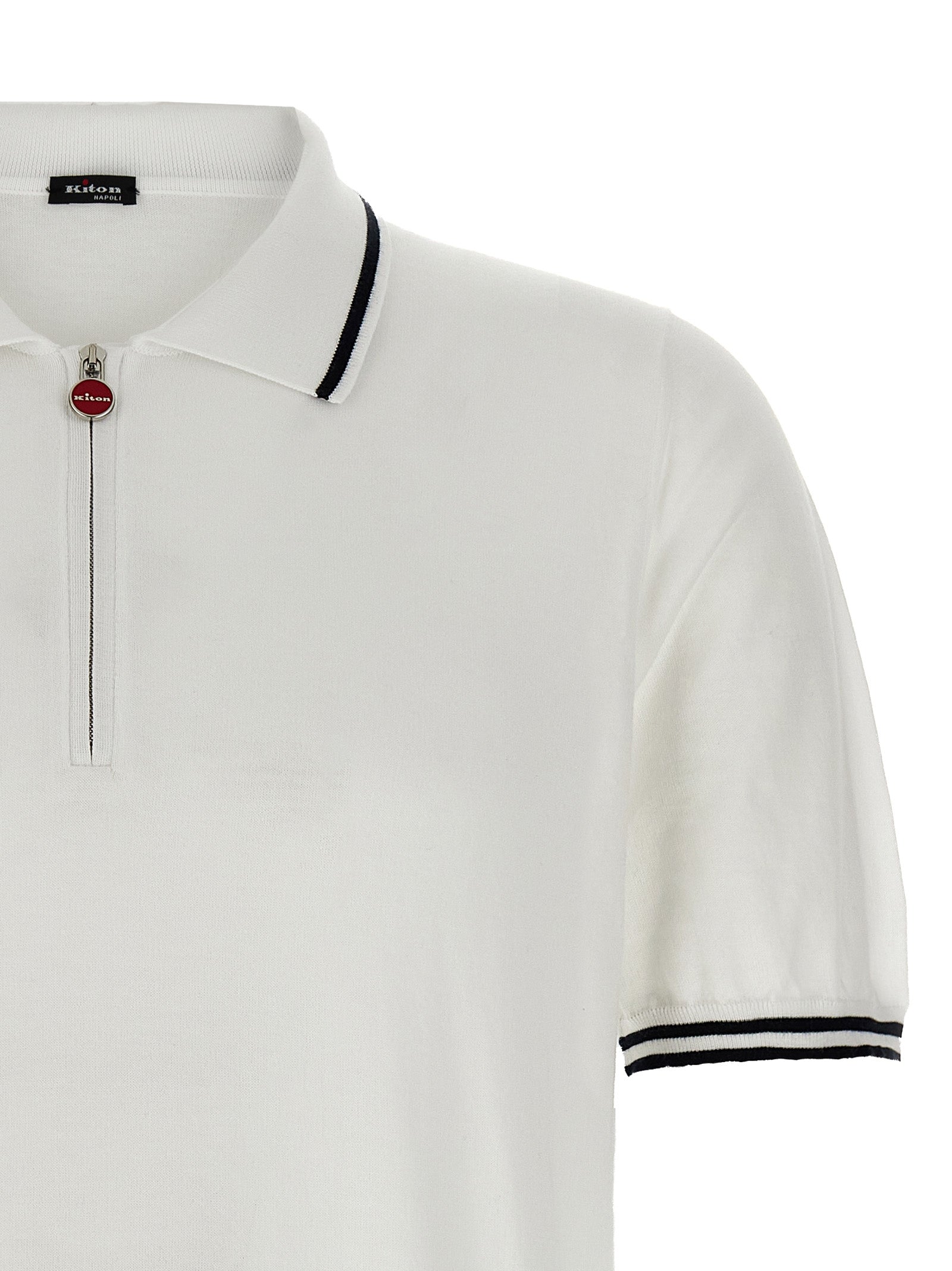 Polo Shirt by Kiton for men in cotton white presents a crisp silhouette, artfully detailed with a crisp and crisp .
