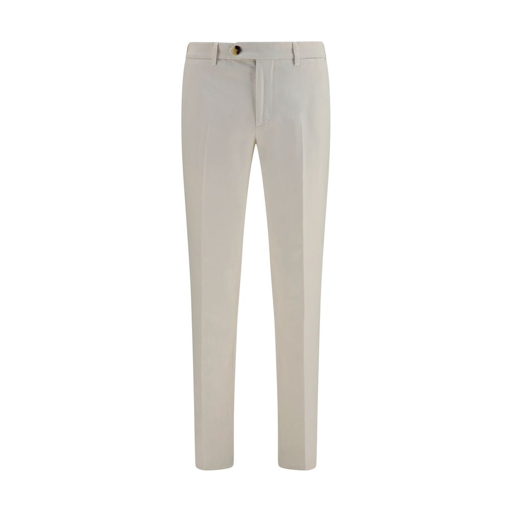 Casual Pants by Brunello Cucinelli for men in cotton white features an refined tailoring silhouette, showcasing a premium regular-fit with a and long cut for a refined tailoring look.