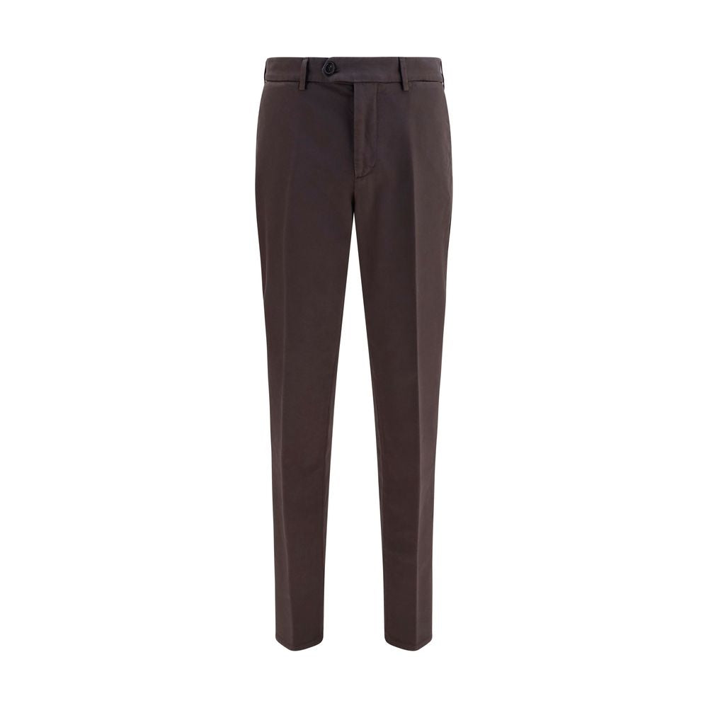 Casual Pants by Brunello Cucinelli for men in cotton brown features a polished silhouette with a polished regular-fit, reaching a polished long and finished with a polished .
