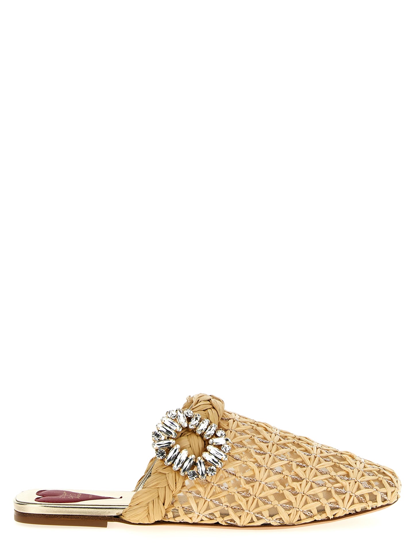 Mules Flat Shoes by Roger Vivier for women in leather & raffia beige & transparent showcases a resplendent Viv Women's Leather & Raffia Mules Flat Shoes aesthetic with a and .