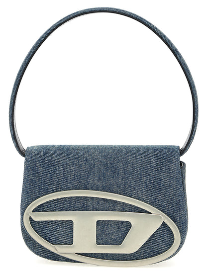 Shoulder Flap Bag by Diesel for women in denim cotton blue features a statuesque silhouette, showcasing a secure flap & magnetic and statuesque with versatile shoulder-strap & adjustable-strap for a statuesque finish.