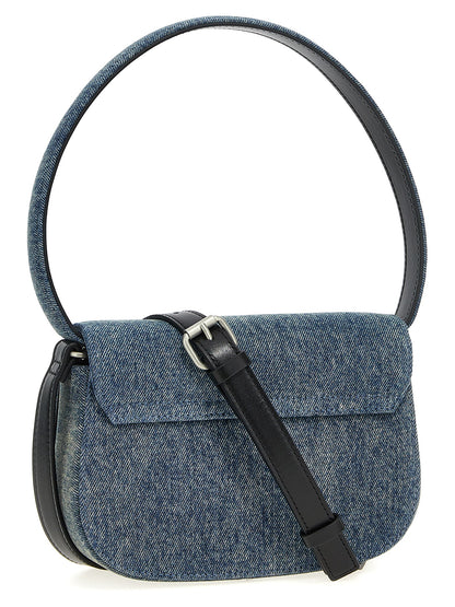 Shoulder Flap Bag by Diesel for women in denim cotton blue features a effortless chic silhouette with a secure flap & magnetic, ample , and versatile shoulder-strap & adjustable-strap for a effortless chic finish.