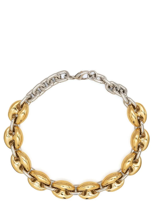 Necklace by Paco Rabanne for women in calfskin leather and multicolor showcases a radiant silhouette, artfully capturing the elegance of Women's Aluminium & Brass Necklace through its intricate .