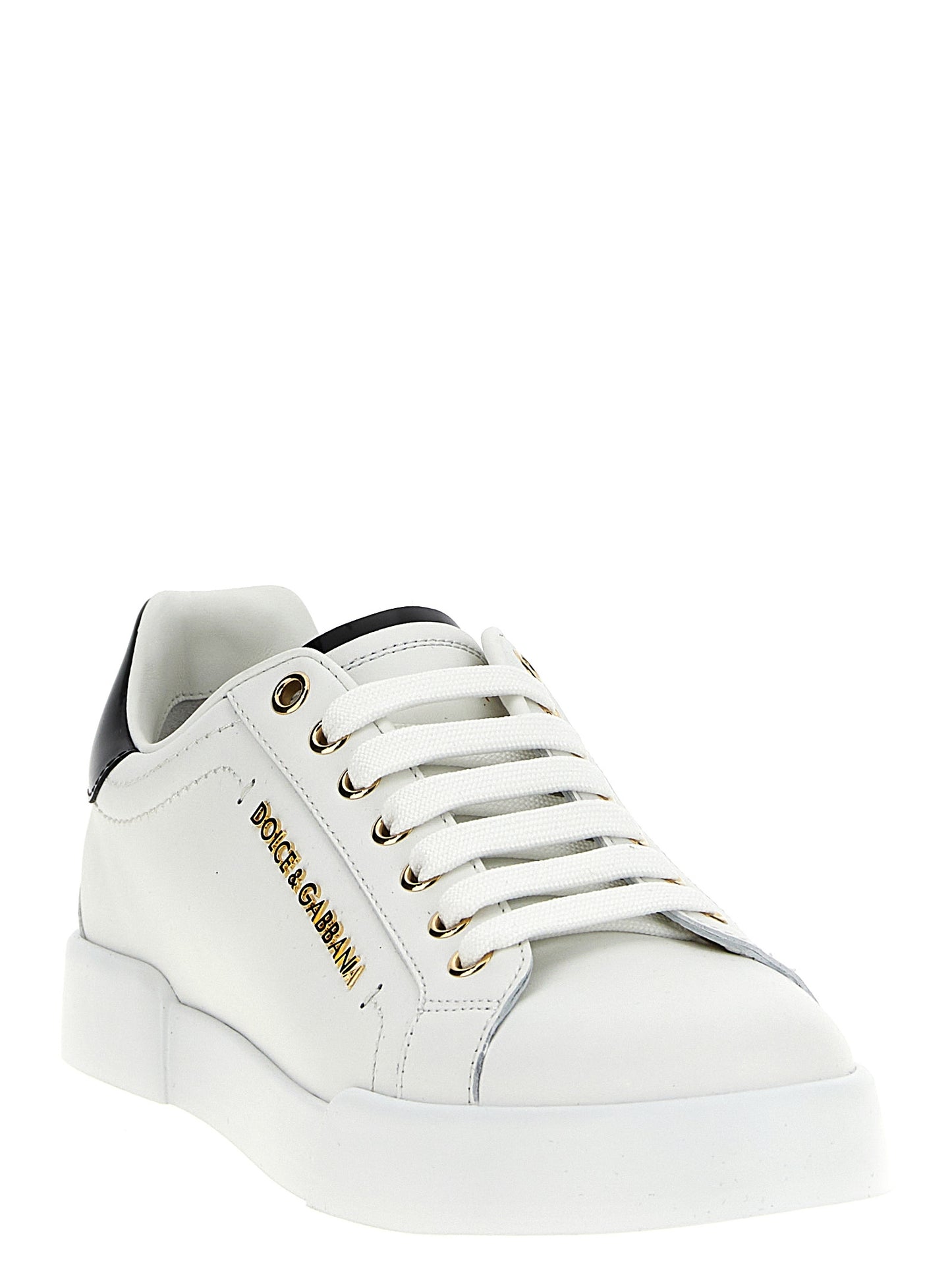 Sneakers by Dolce & Gabbana for women in calfskin leather bicolour, black, pearl & white features an fashionable silhouette, showcasing the premium Women's Low Top Calfskin Leather Sneakers in a fashionable low-top style that offers a fashionable finish for refined style.