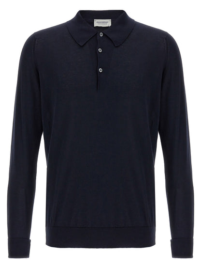 Polo Shirt by JOHN SMEDLEY for men in cotton blue presents a sleek silhouette, featuring a refined and for a sleek finish.