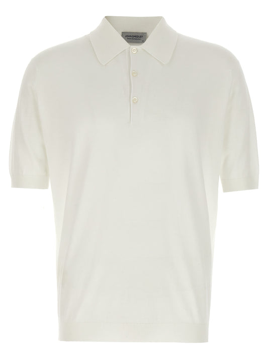 JOHN SMEDLEY Crisp Men's Short-Sleeve Cotton Polo Shirt - White