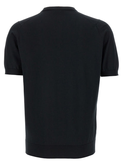 T-Shirt by JOHN SMEDLEY for men in cotton black features a plush silhouette, showcasing a sophisticated crew neckline and for a truly plush finish.