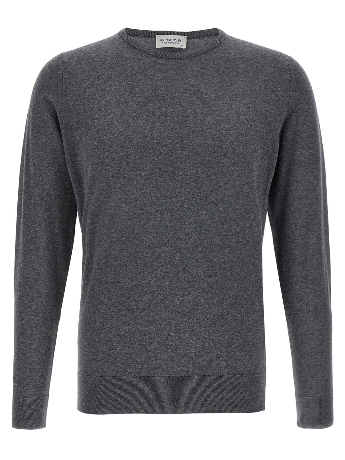 Cardigan by JOHN SMEDLEY for men in cotton gray features an crisp silhouette, showcasing a sophisticated crew neckline and detail for a truly crisp finish.
