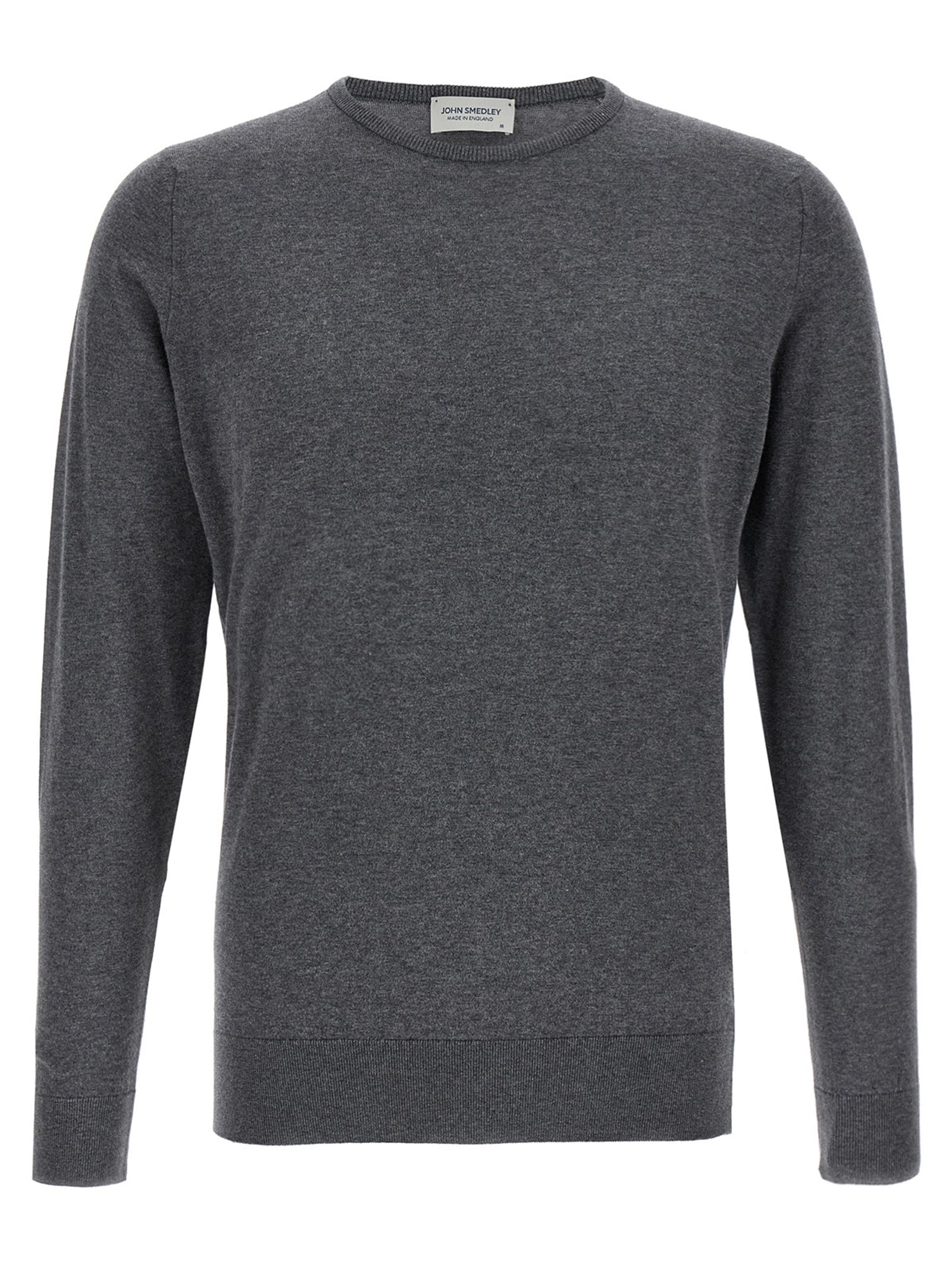 Cardigan by JOHN SMEDLEY for men in cotton gray features an crisp silhouette, showcasing a sophisticated crew neckline and detail for a truly crisp finish.