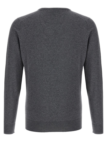 Cardigan by JOHN SMEDLEY for men in cotton gray showcases a luxurious silhouette, meticulously detailed with a sophisticated crew neckline and for a refined finish.