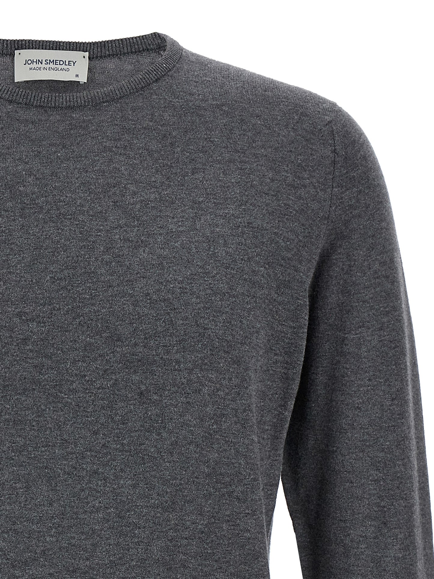 Cardigan by JOHN SMEDLEY for men in cotton gray presents a textural silhouette, artfully finished with a textural crew neckline and for a sophisticated, textural look.