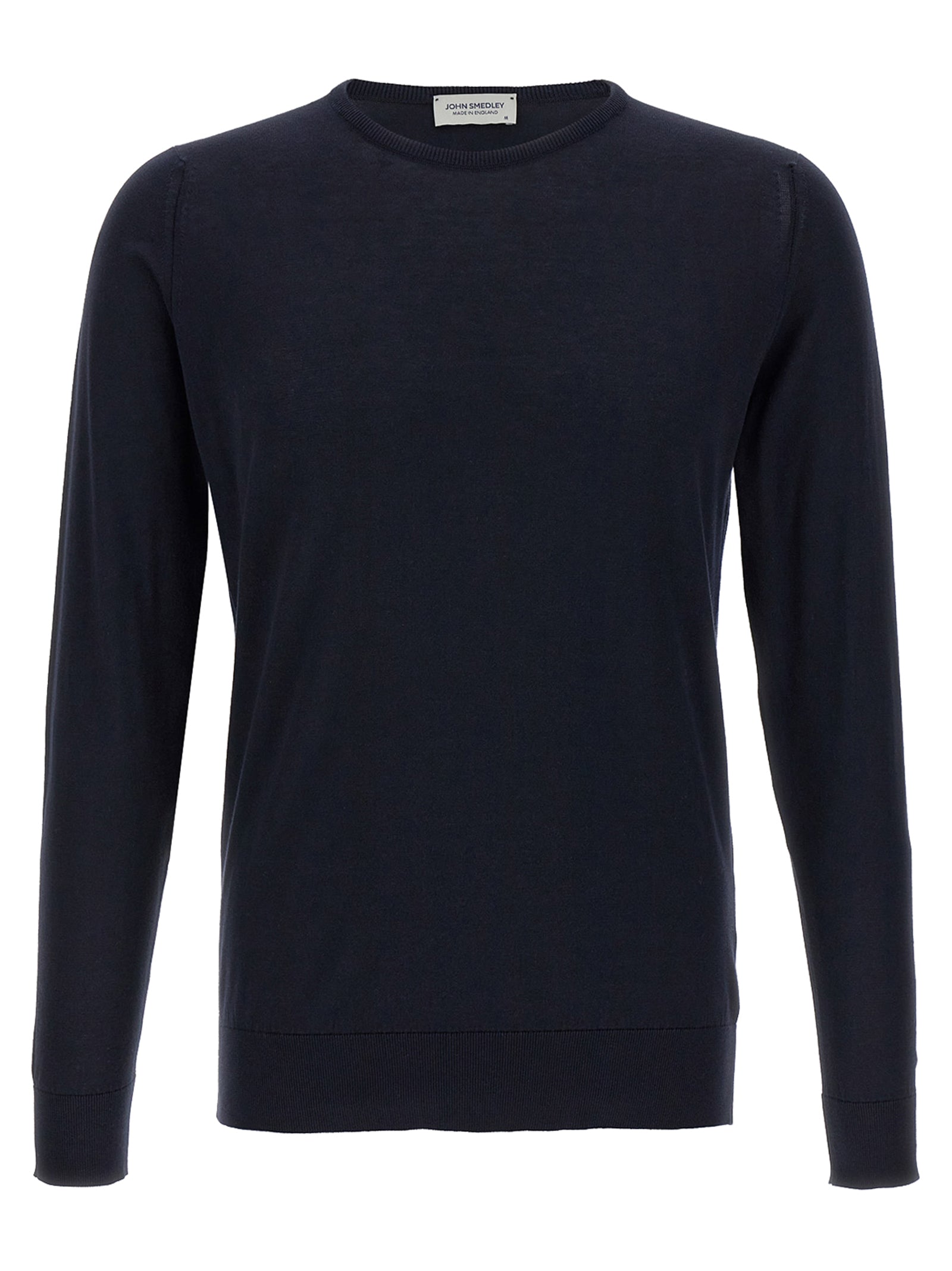 Cardigan by JOHN SMEDLEY for men in cotton blue features an impeccable silhouette, showcasing a sophisticated crew neckline and detail for a truly impeccable finish.