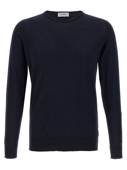 Cardigan by JOHN SMEDLEY for men in cotton blue features an impeccable silhouette, showcasing a sophisticated crew neckline and detail for a truly impeccable finish.
