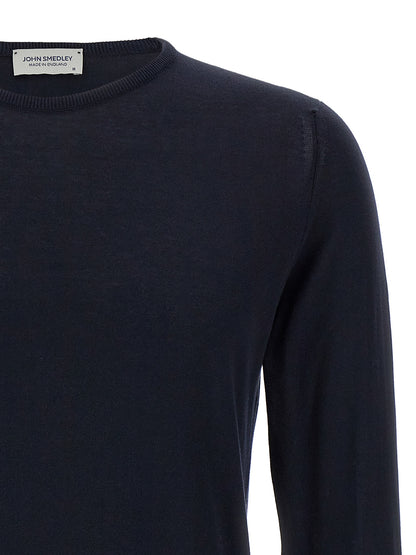 Cardigan by JOHN SMEDLEY for men in cotton blue showcases a captivating silhouette, artfully detailed with a captivating and crew neckline for a truly sophisticated captivating look.
