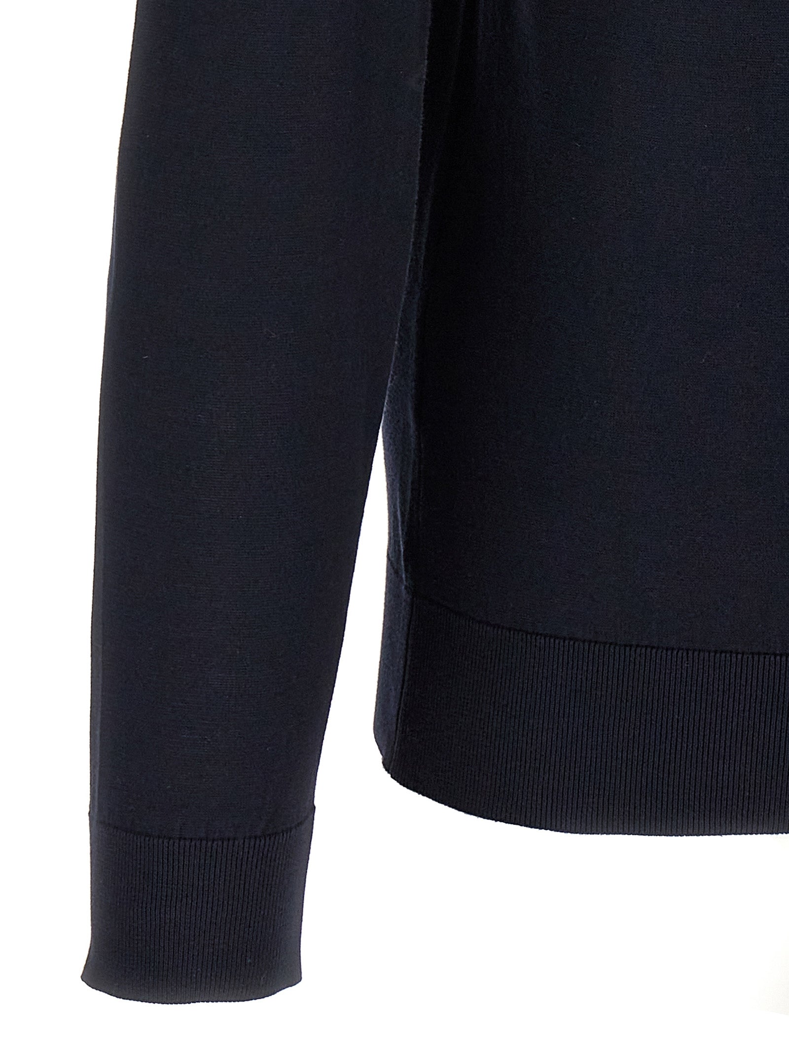 Cardigan by JOHN SMEDLEY for men in cotton blue features a dramatic silhouette, showcasing a sophisticated crew neckline and dramatic detail for a timeless, premium look.