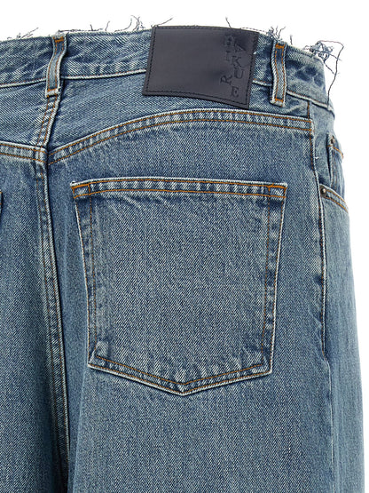 Jeans by Haikure for women in denim cotton blue features an sartorial relaxed-fit & wide and long with a cut for a sartorial finish.