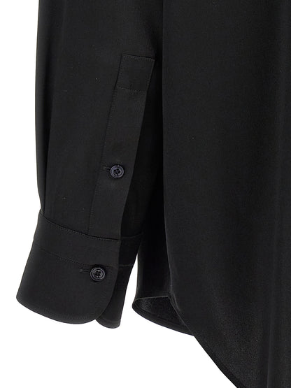 Blouse by Tom Ford for women in silk satin black features an architectural silhouette with a refined and elegant for a architectural look.