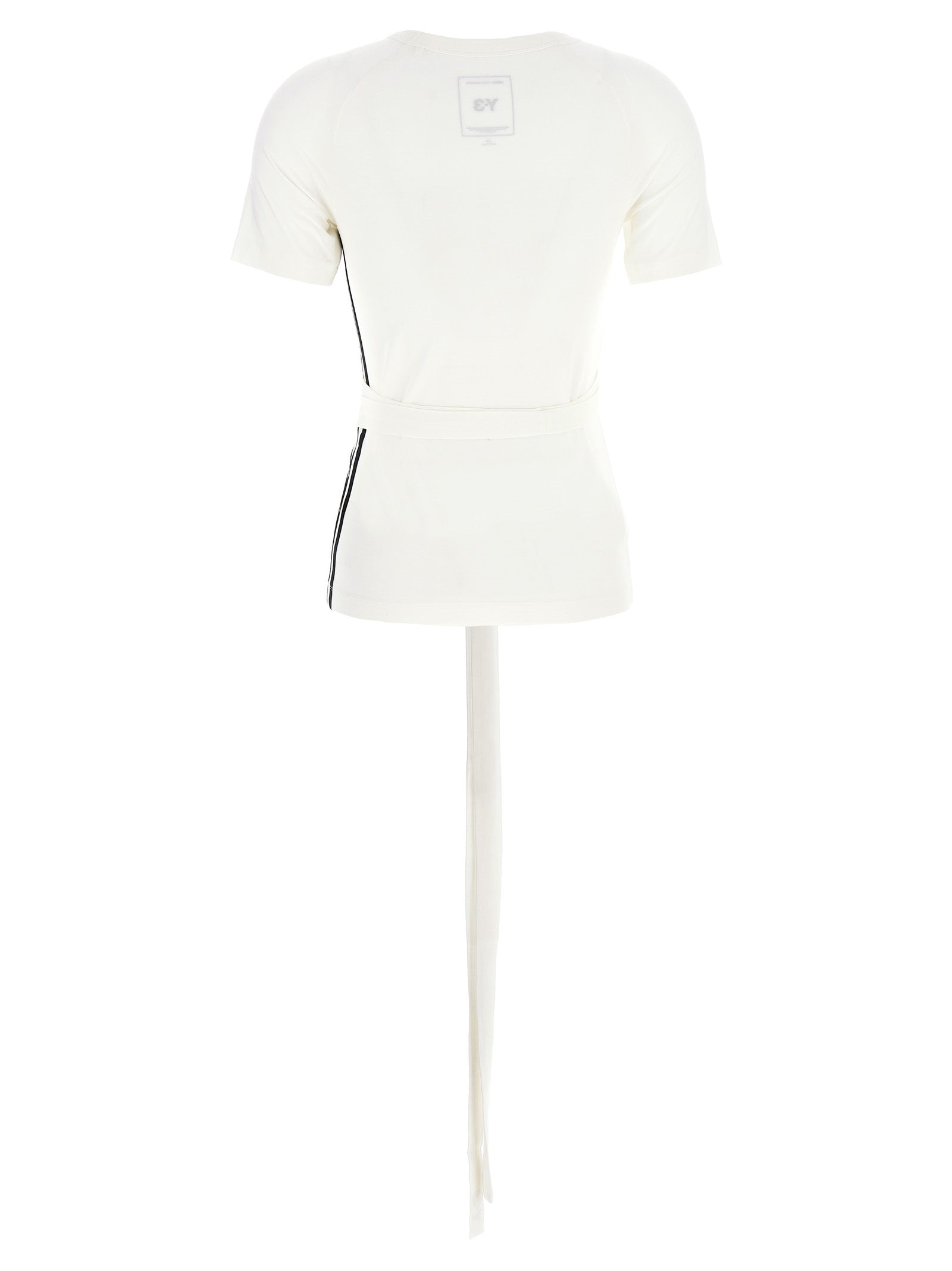 Activewear T-Shirt by Y-3 for women in lyocell bicolour, black & white features a dynamic silhouette with and crew neckline enhanced by functional .