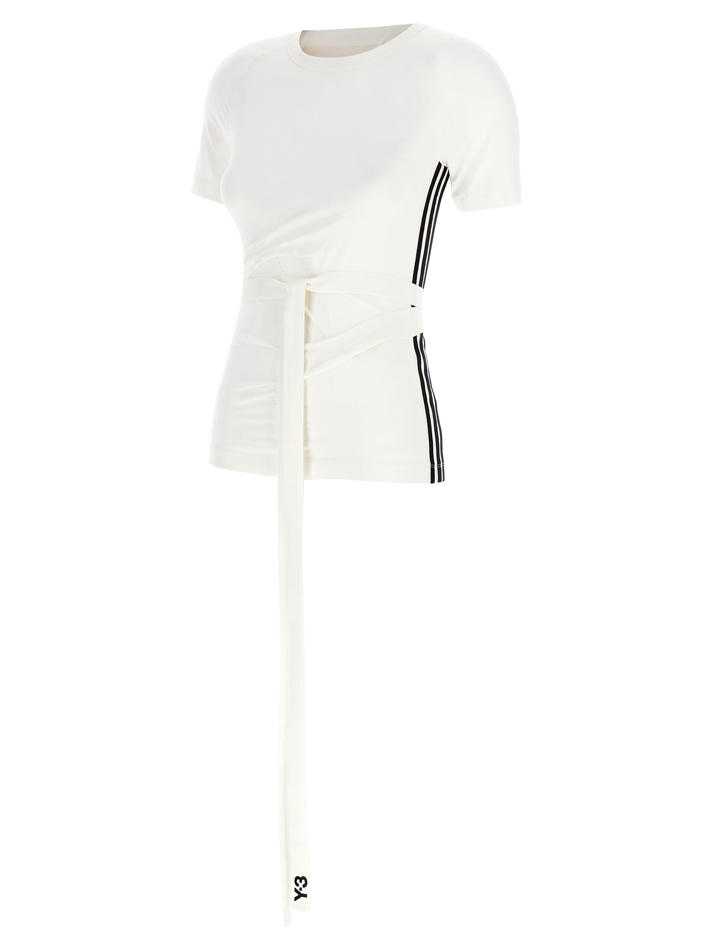 Activewear T-Shirt by Y-3 for women in lyocell bicolour, black & white features a sporty silhouette with and crew neckline, showcasing innovative for a sporty finish.