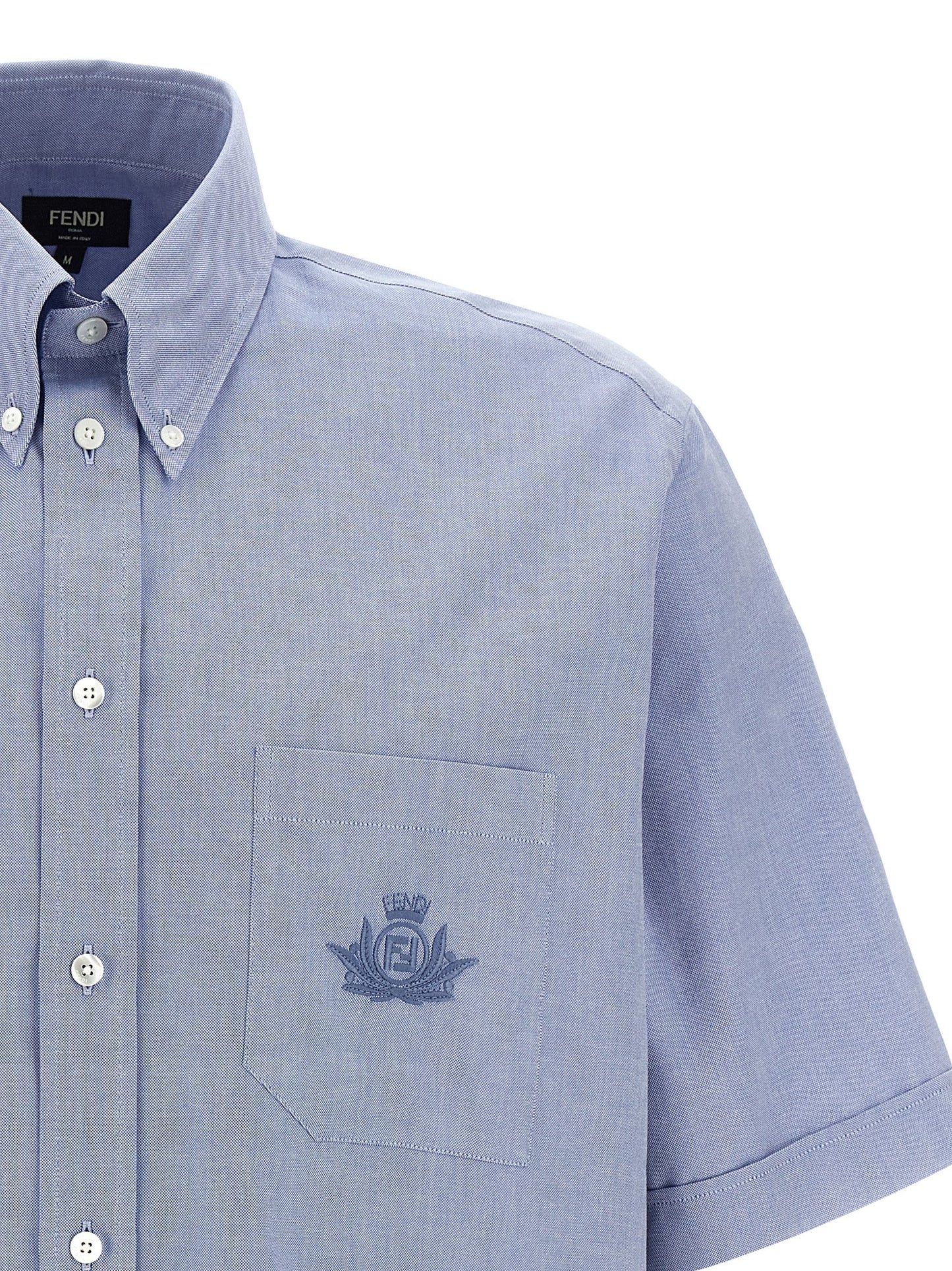 Shirt by Fendi for men in cotton light-blue showcases a sharp silhouette, elegantly detailed with a sharp and sharp .