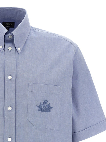 Shirt by Fendi for men in cotton light-blue showcases a sharp silhouette, elegantly detailed with a sharp and sharp .