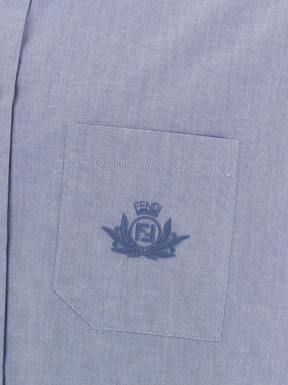 Shirt by Fendi for men in cotton light-blue presents a discerning silhouette, showcasing a sophisticated and for a truly discerning finish.