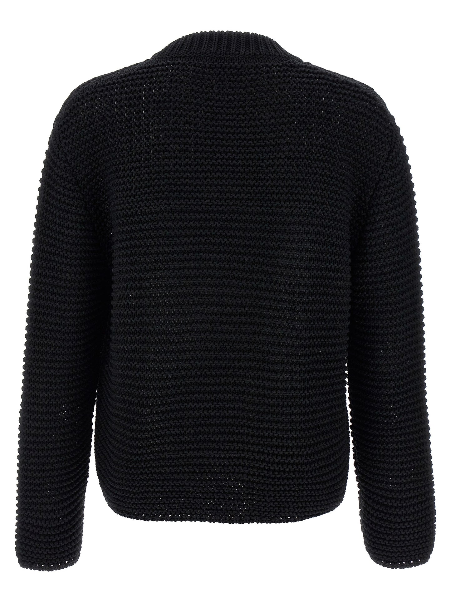 Cardigan by Alexander McQueen for men in cotton bicolour, black & white showcases a luxurious silhouette, meticulously detailed with a sophisticated crew neckline and for a refined finish.