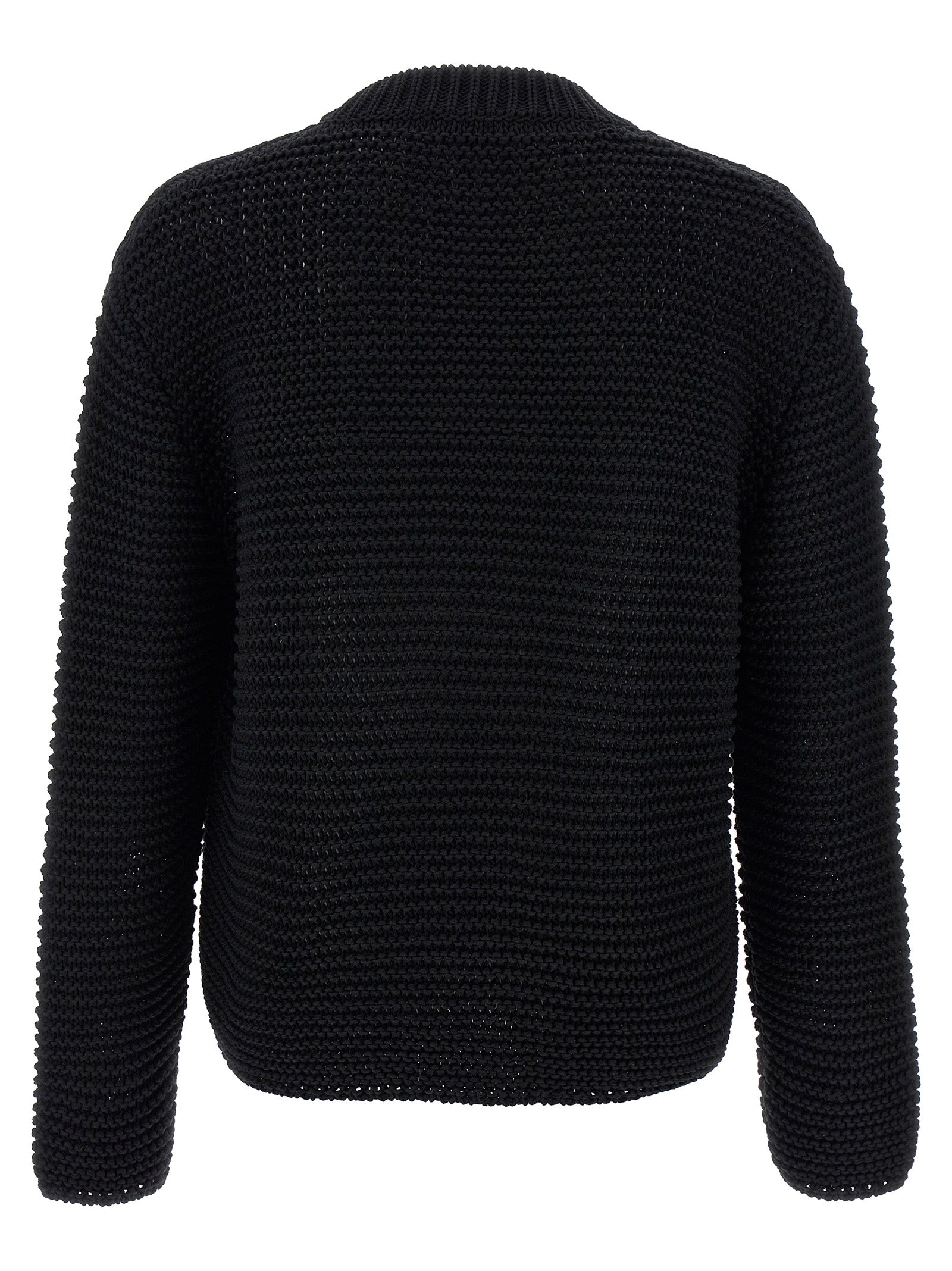 Cardigan by Alexander McQueen for men in cotton bicolour, black & white showcases a luxurious silhouette, meticulously detailed with a sophisticated crew neckline and for a refined finish.