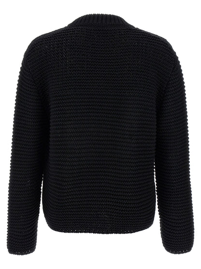 Cardigan by Alexander McQueen for men in cotton bicolour, black & white showcases a luxurious silhouette, meticulously detailed with a sophisticated crew neckline and for a refined finish.