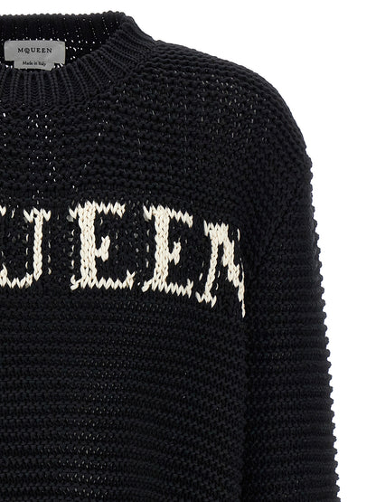 Cardigan by Alexander McQueen for men in cotton bicolour, black & white features an impeccable silhouette, showcasing a sophisticated crew neckline and detail for a truly impeccable finish.