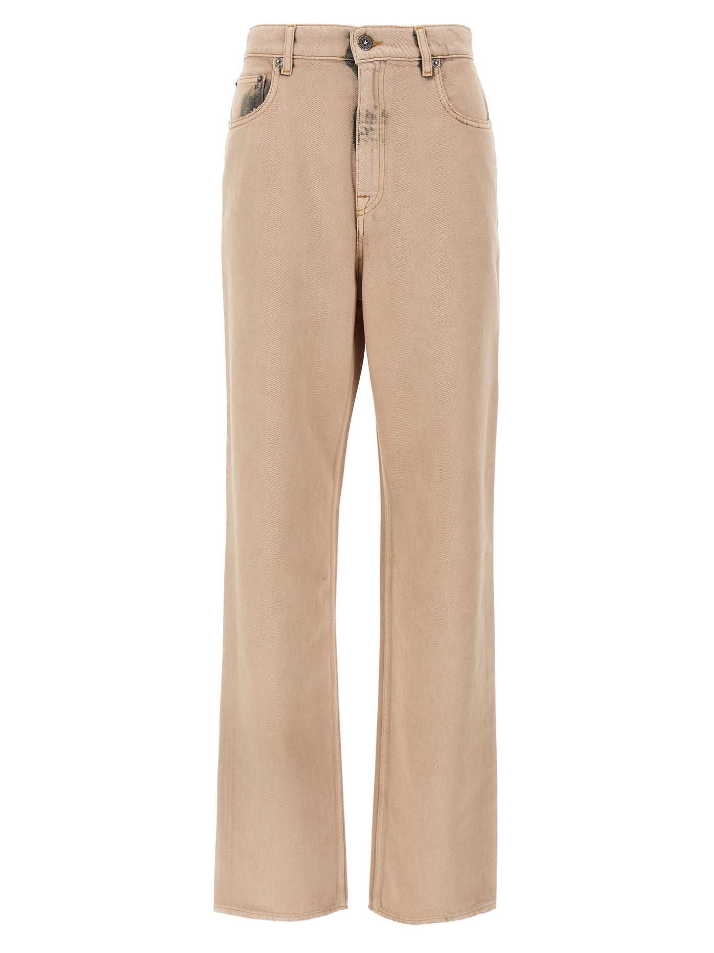 Jeans by Golden Goose for women in denim cotton multicolor & pink presents a refined pantology silhouette, artfully defined by a refined pantology straight-leg, long, and a sophisticated .
