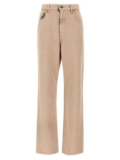 Jeans by Golden Goose for women in denim cotton multicolor & pink presents a refined pantology silhouette, artfully defined by a refined pantology straight-leg, long, and a sophisticated .