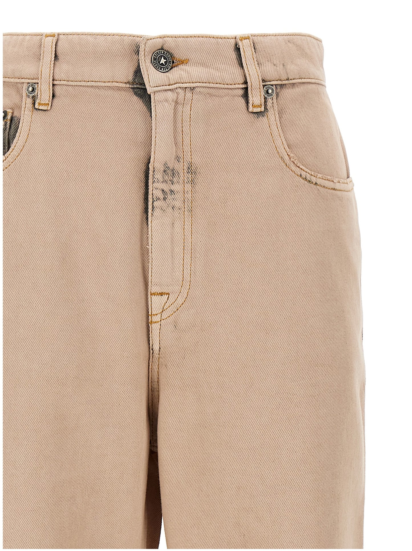 Jeans by Golden Goose for women in denim cotton multicolor & pink features an sartorial straight-leg and long with a cut for a sartorial finish.