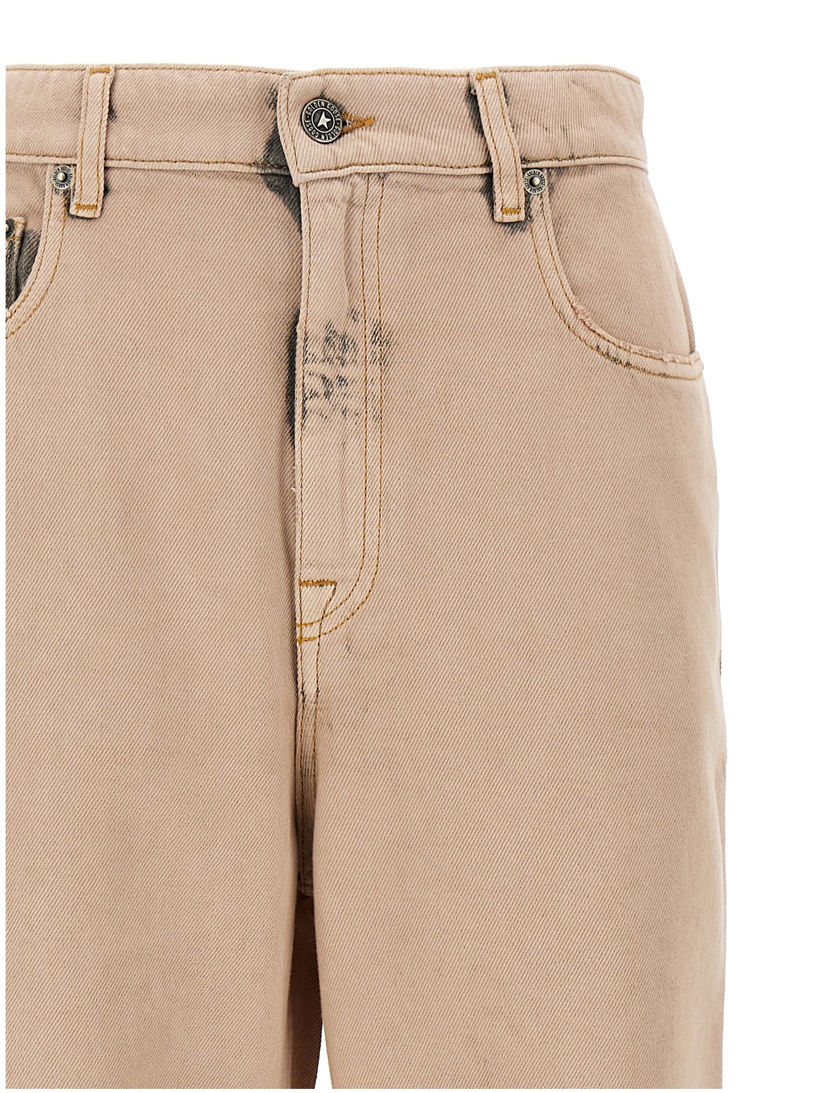 Jeans by Golden Goose for women in denim cotton multicolor & pink features an sartorial straight-leg and long with a cut for a sartorial finish.