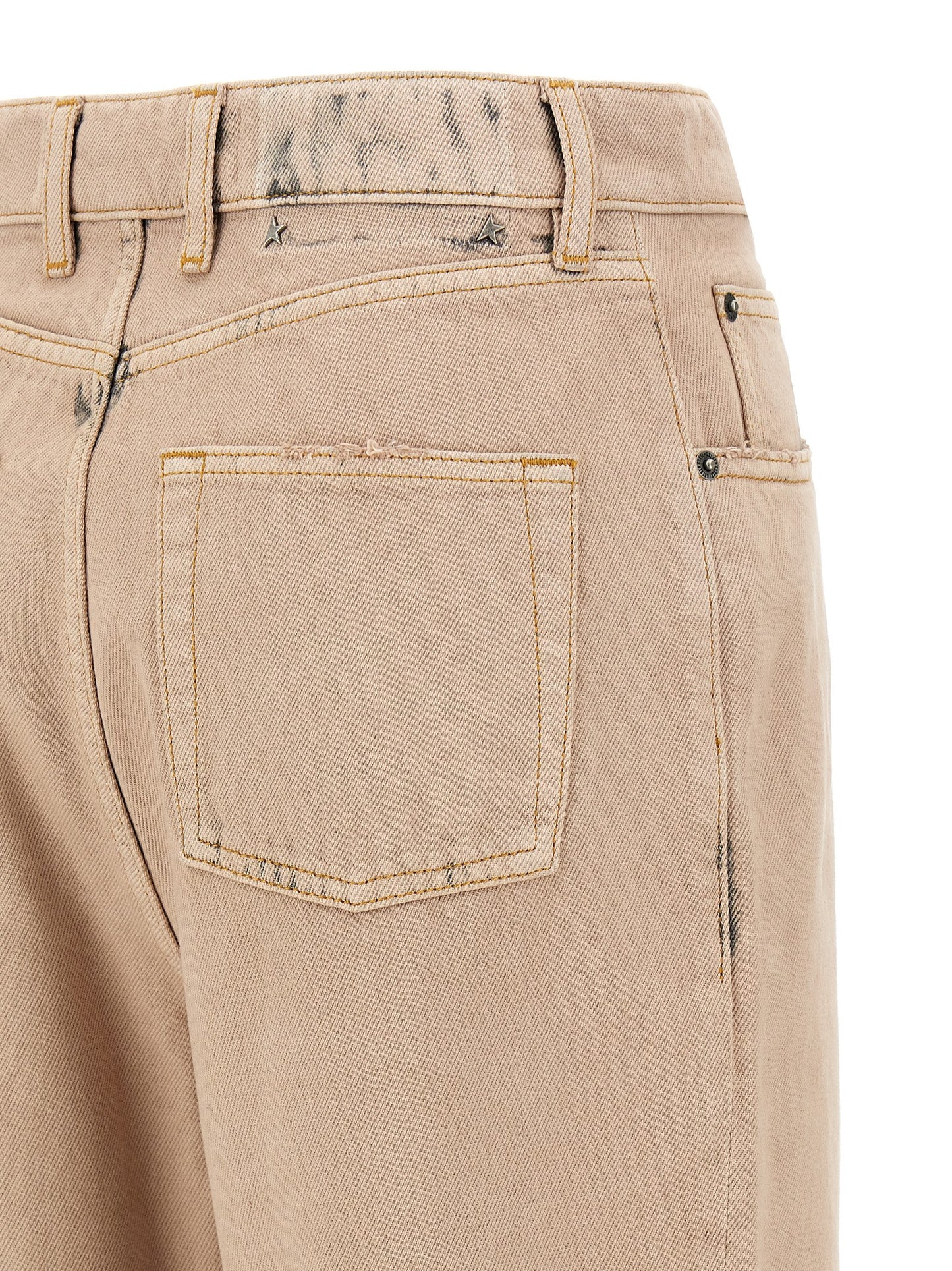 Jeans by Golden Goose for women in denim cotton multicolor & pink features a polished silhouette with a polished straight-leg, reaching a polished long and finished with a polished .