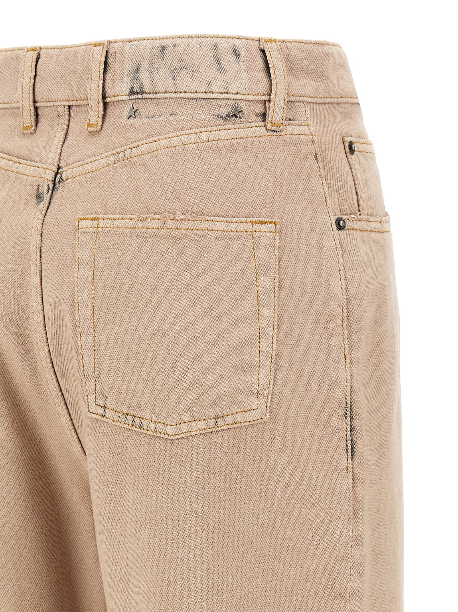 Jeans by Golden Goose for women in denim cotton multicolor & pink features a polished silhouette with a polished straight-leg, reaching a polished long and finished with a polished .