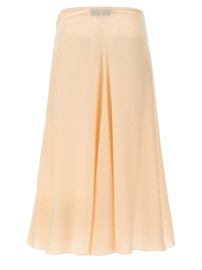 Skirt by Fendi for women in silk multicolor, pink, patterned & jacquard showcases a dramatic silhouette, artfully capturing the essence of the Women's Flared Silk Skirt in a dramatic midi cut for a refined look.